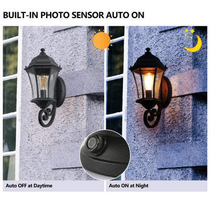 Outdoor Waterproof Glass Retro Wall Light Support Many Types Of Bulbs -2 Packs With Light Sensing by Anti Spier