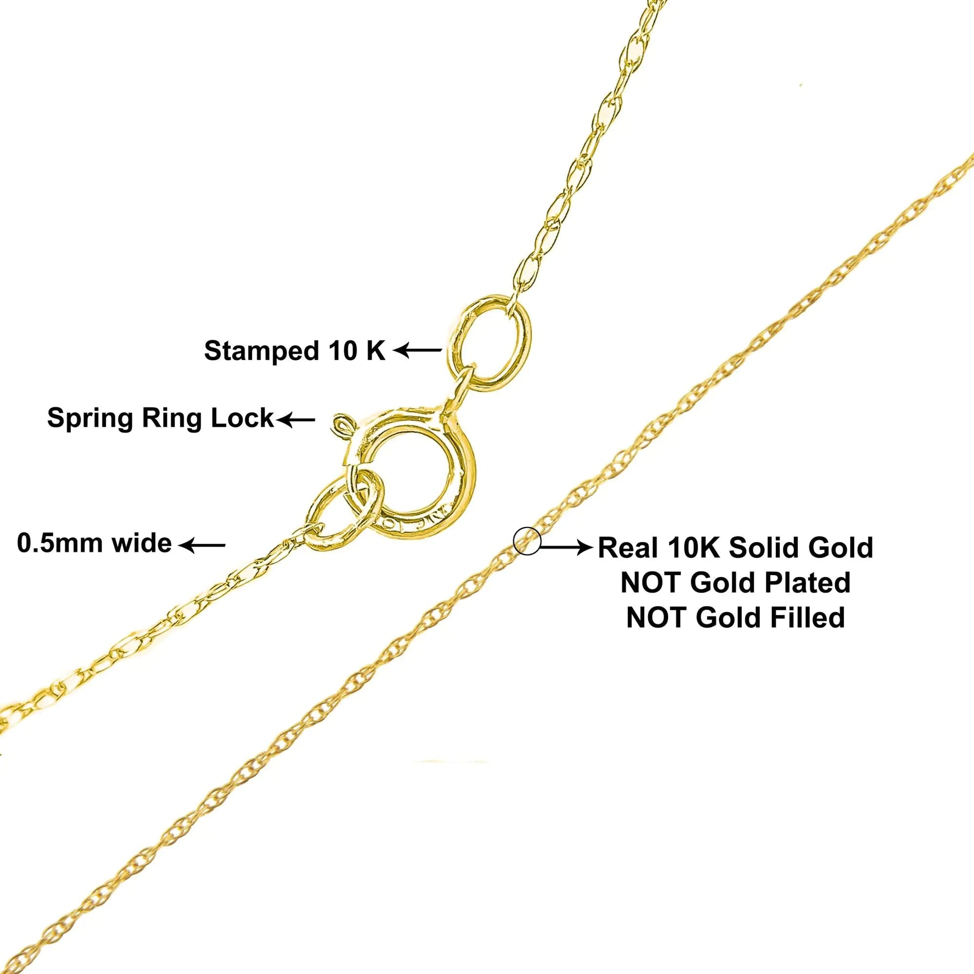 10K Gold 0.5 mm Slender & Dainty Fine Rope Chain Necklace by Anti Spier