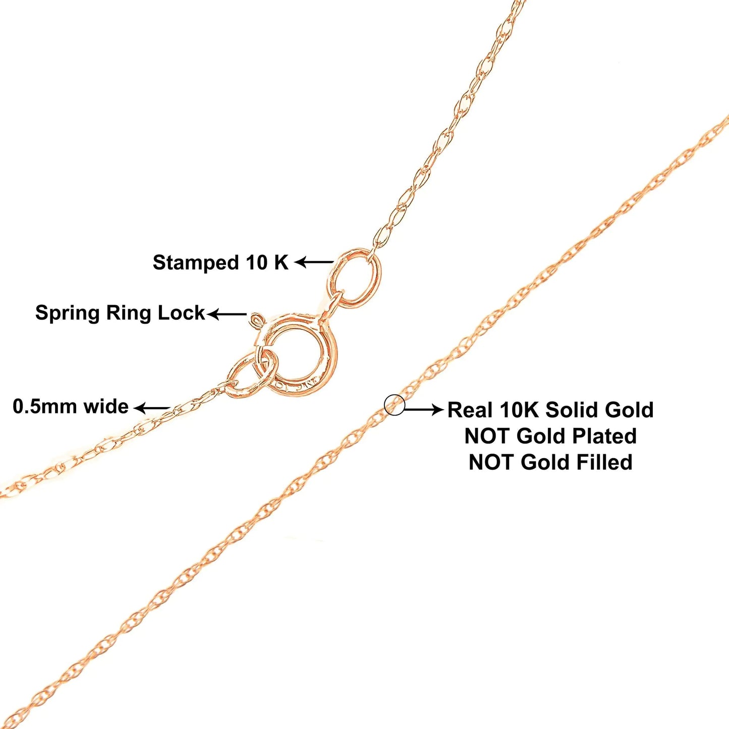 10K Gold 0.5 mm Slender & Dainty Fine Rope Chain Necklace by Anti Spier