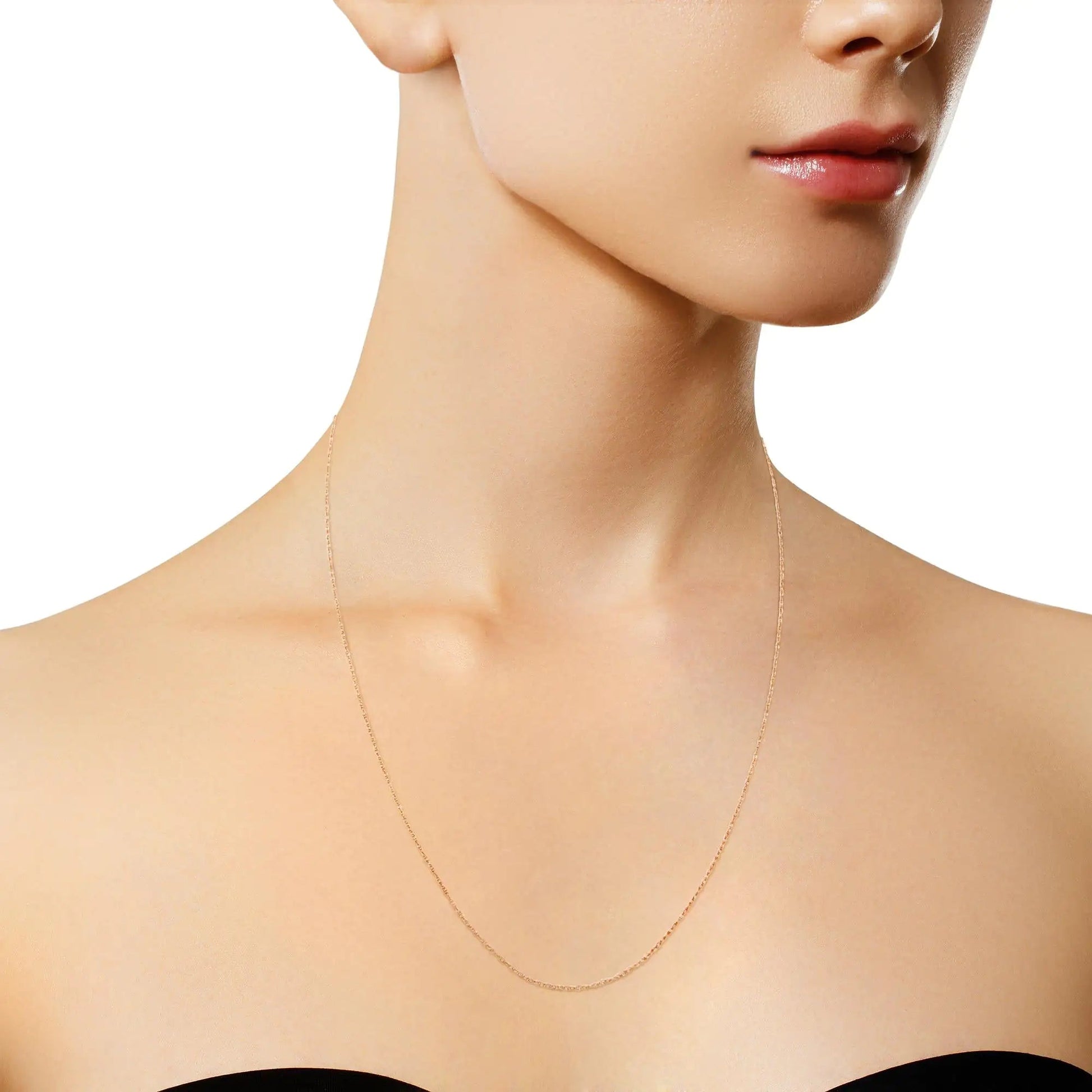 10K Gold 0.5 mm Slender & Dainty Fine Rope Chain Necklace by Anti Spier