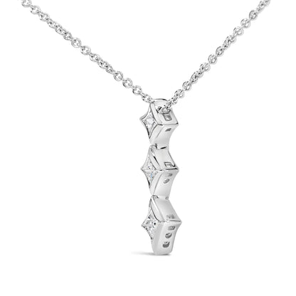 10K Gold 1/5 Cttw Princess Cut Diamond 3 Stone Drop 18" Pendant Necklace (H-I Color, SI2-I1 Clarity) by Anti Spier
