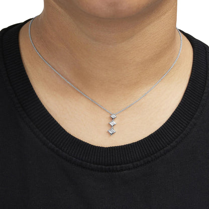 10K Gold 1/5 Cttw Princess Cut Diamond 3 Stone Drop 18" Pendant Necklace (H-I Color, SI2-I1 Clarity) by Anti Spier