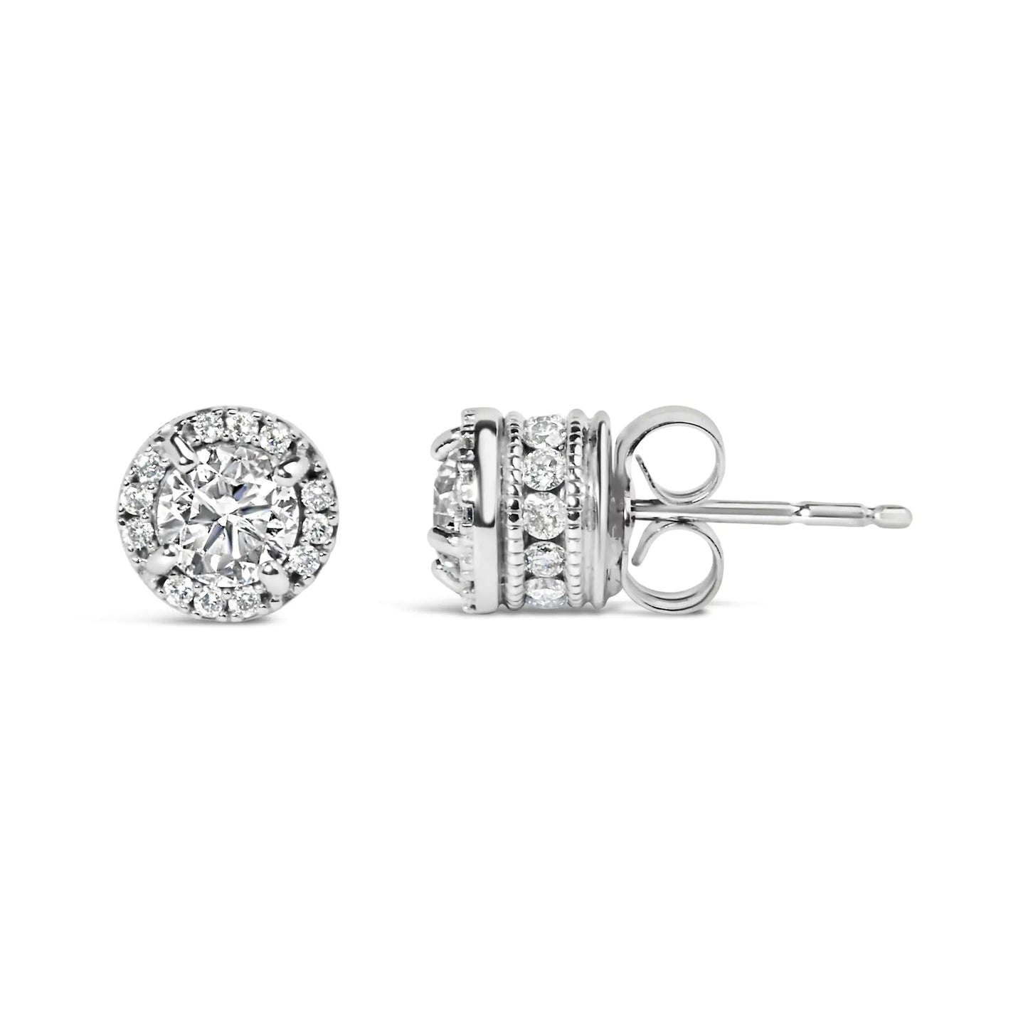 10K White Gold 1.00 Cttw Diamond Hidden Halo Stud Earring (H-I Color, I1-I2 Clarity) by Anti Spier