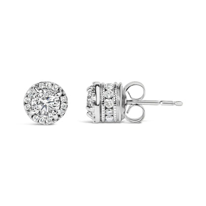 10K White Gold 1.00 Cttw Diamond Hidden Halo Stud Earring (H-I Color, I1-I2 Clarity) by Anti Spier