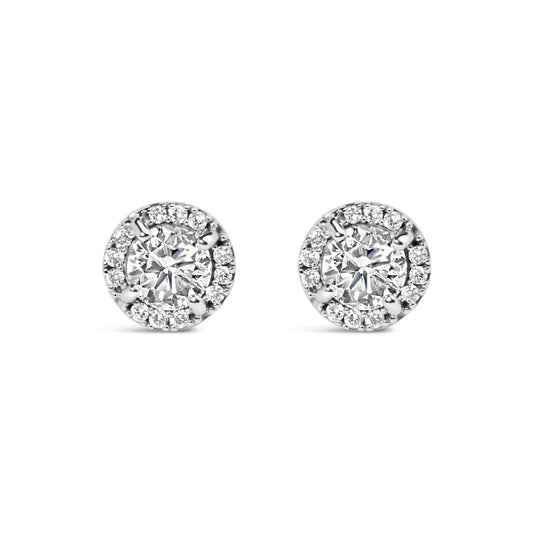 10K White Gold 1.00 Cttw Diamond Hidden Halo Stud Earring (H-I Color, I1-I2 Clarity) by Anti Spier