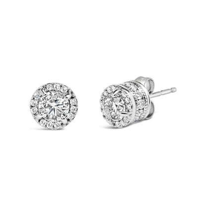 10K White Gold 1.00 Cttw Diamond Hidden Halo Stud Earring (H-I Color, I1-I2 Clarity) by Anti Spier