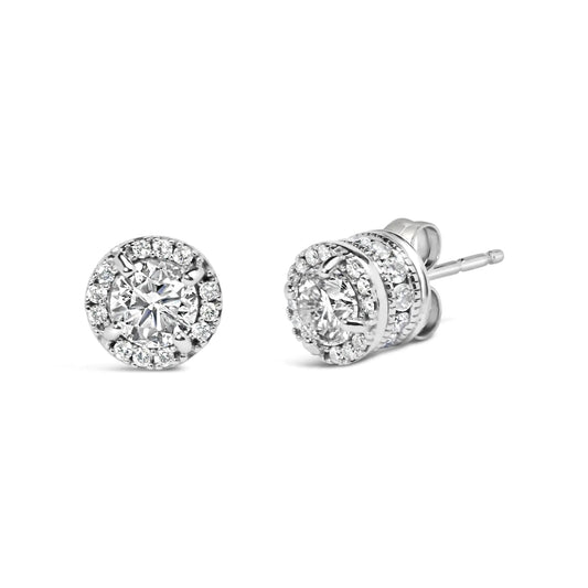10K White Gold 1.00 Cttw Diamond Hidden Halo Stud Earring (H-I Color, I1-I2 Clarity) by Anti Spier