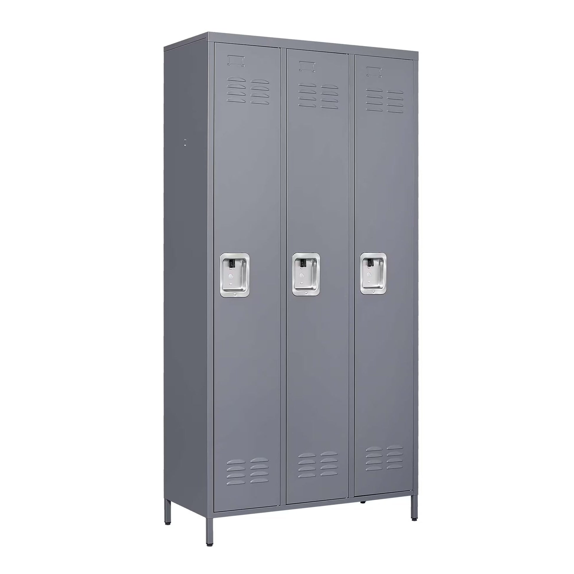 3 Employee Metal Lockers With 72 Inch High Locks, Home Gym Office, School Garage Lockers, Gray by Anti Spier