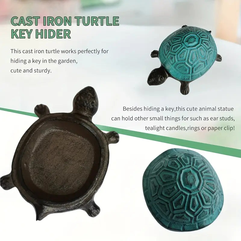 Heavy-Duty Cast Iron Turtle Key Box with Flip-Top Lid - Hidden Key Hider for Door, Garden, Patio - Spare Key Storage - Indoor/Outdoor - Home, Office, Cabin - Outdoor Concealment, Durable, Unique Organizer by Anti Spier