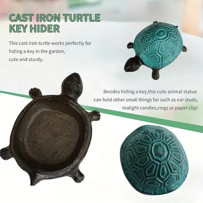 Heavy-Duty Cast Iron Turtle Key Box with Flip-Top Lid - Hidden Key Hider for Door, Garden, Patio - Spare Key Storage - Indoor/Outdoor - Home, Office, Cabin - Outdoor Concealment, Durable, Unique Organizer by Anti Spier