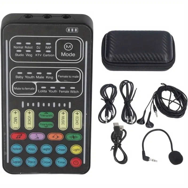 Sound Card Voice Changer - Voice Conversion Modes (Male to Female, Female to Male, Robotic, etc.), Gaming Chat, Karaoke, Live Streaming, Voice Beautification, Rechargeable, Smartphone Compatible, Voice Changer for Phone, Vibrant Interface by Anti Spier
