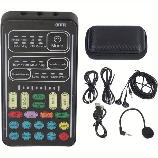 Sound Card Voice Changer - Voice Conversion Modes (Male to Female, Female to Male, Robotic, etc.), Gaming Chat, Karaoke, Live Streaming, Voice Beautification, Rechargeable, Smartphone Compatible, Voice Changer for Phone, Vibrant Interface by Anti Spier