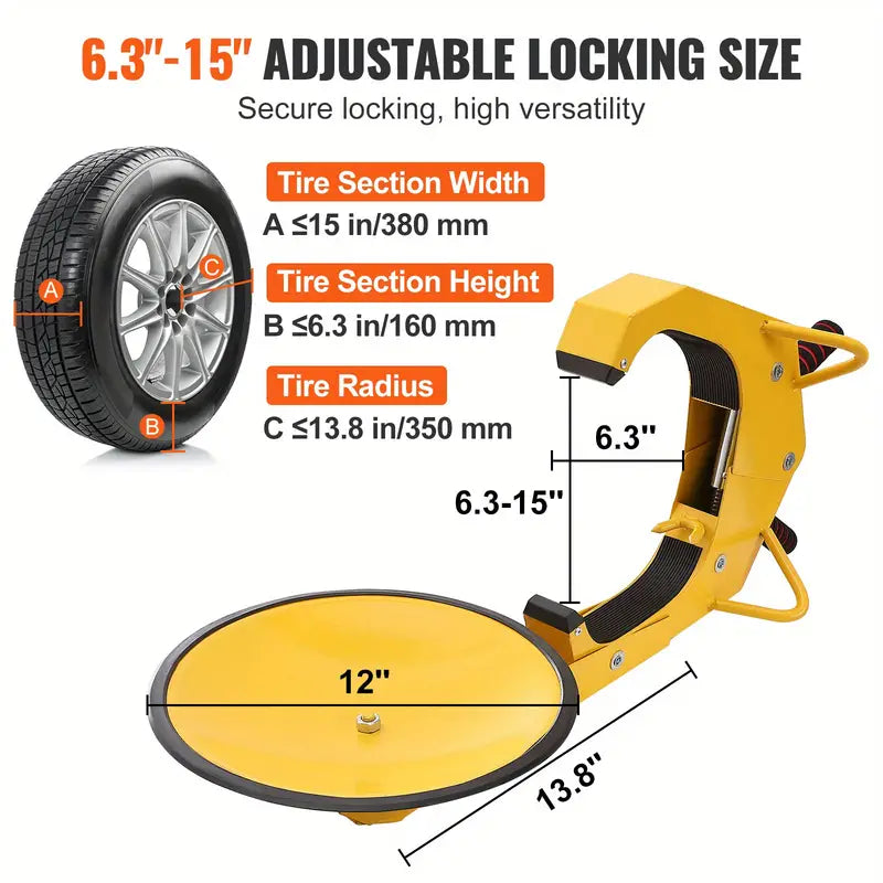 Wheel Lock Clamp, 1 Pack Trailer Wheel Lock, Heavy-Duty Anti Theft Tire Lock, Adjustable Tire Boot Lock, Trailer Wheel Locks for RV Trailers, Cars, Trucks, SUVs by Anti Spier