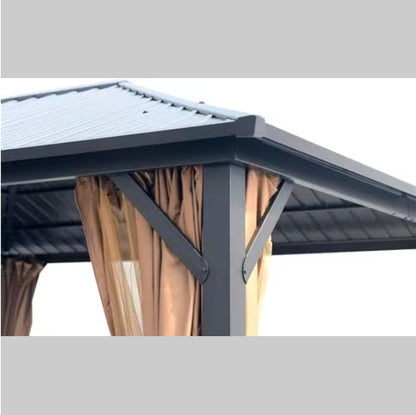 10x12 Hard-top Metal Gazebo, Heavy Duty Gazebo With Mosquito Net by Anti Spier