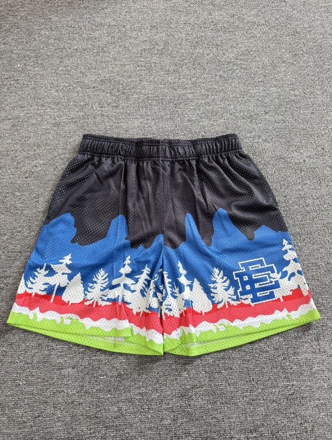 American-style knee-length pants EE sunrise oil painting style mesh capri pants quick-drying shorts for men by Hypersku