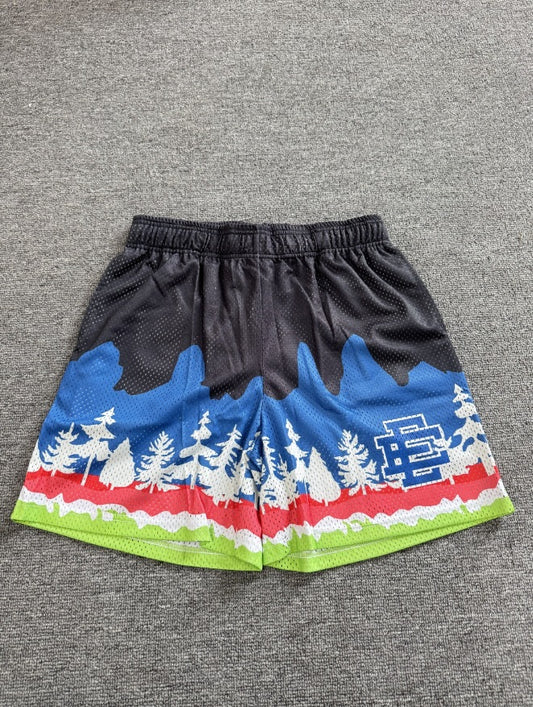 American-style knee-length pants EE sunrise oil painting style mesh capri pants quick-drying shorts for men by Hypersku