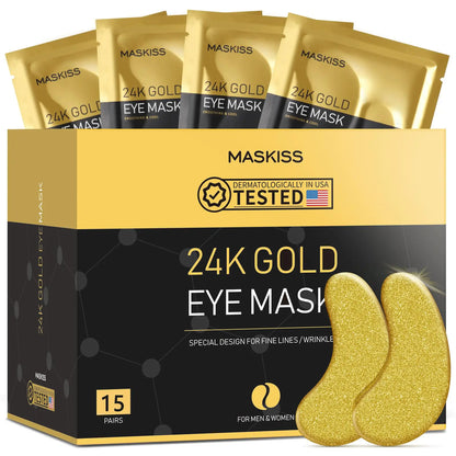 24k Gold Under Eye Patches (50 Pairs), eye mask, Collagen Skin Care Products, Eye Patches for Puffy Eyes, eye masks for dark circles and puffiness 1 Count (Pack of 50) by Anti Spier