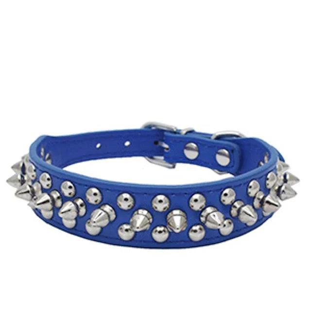Spiked Studded Leather Dog Collar Rivets Pet Small Large Cat Pit Bull Adjustable by Anti Spier