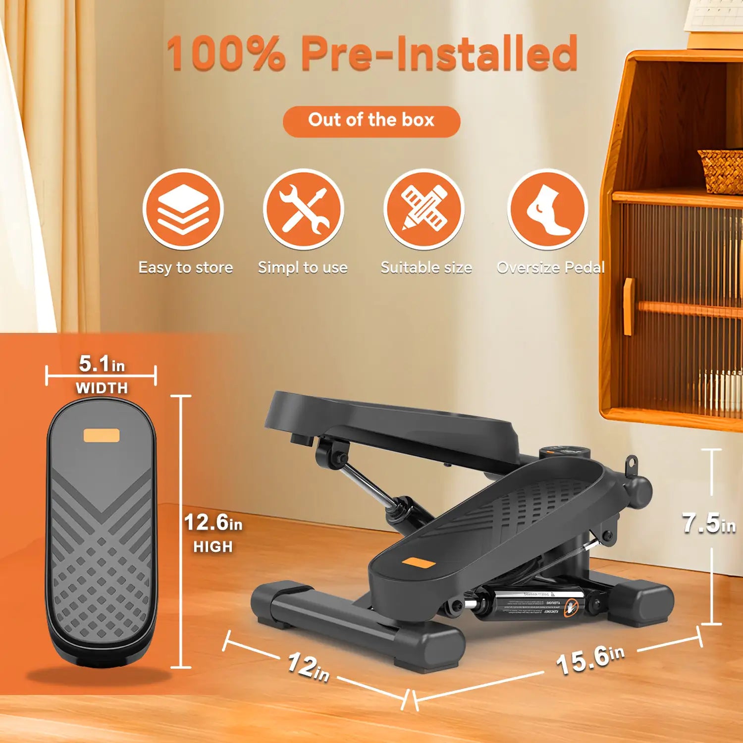 Home Office Exercise 330LBS Capacity Mini Stepper With Resistance Bands And LCD Monitor by Anti Spier