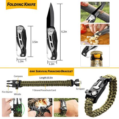 Emergency Survival Gear Kits 60 in 1 Outdoor Gear Tools Box Kit Set by Anti Spier
