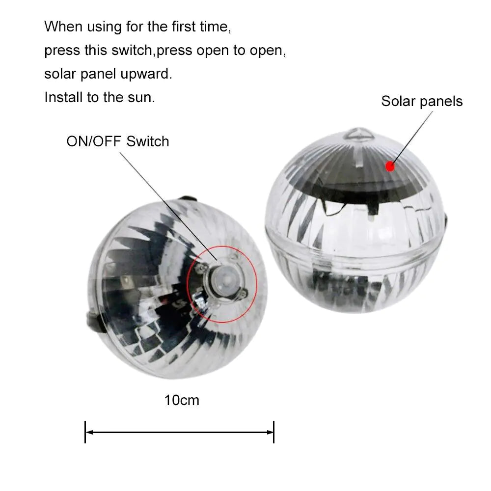 Outdoor Solar LED Floating Light Garden Pond Pool Lamp Rotating RGB Color Change by Anti Spier