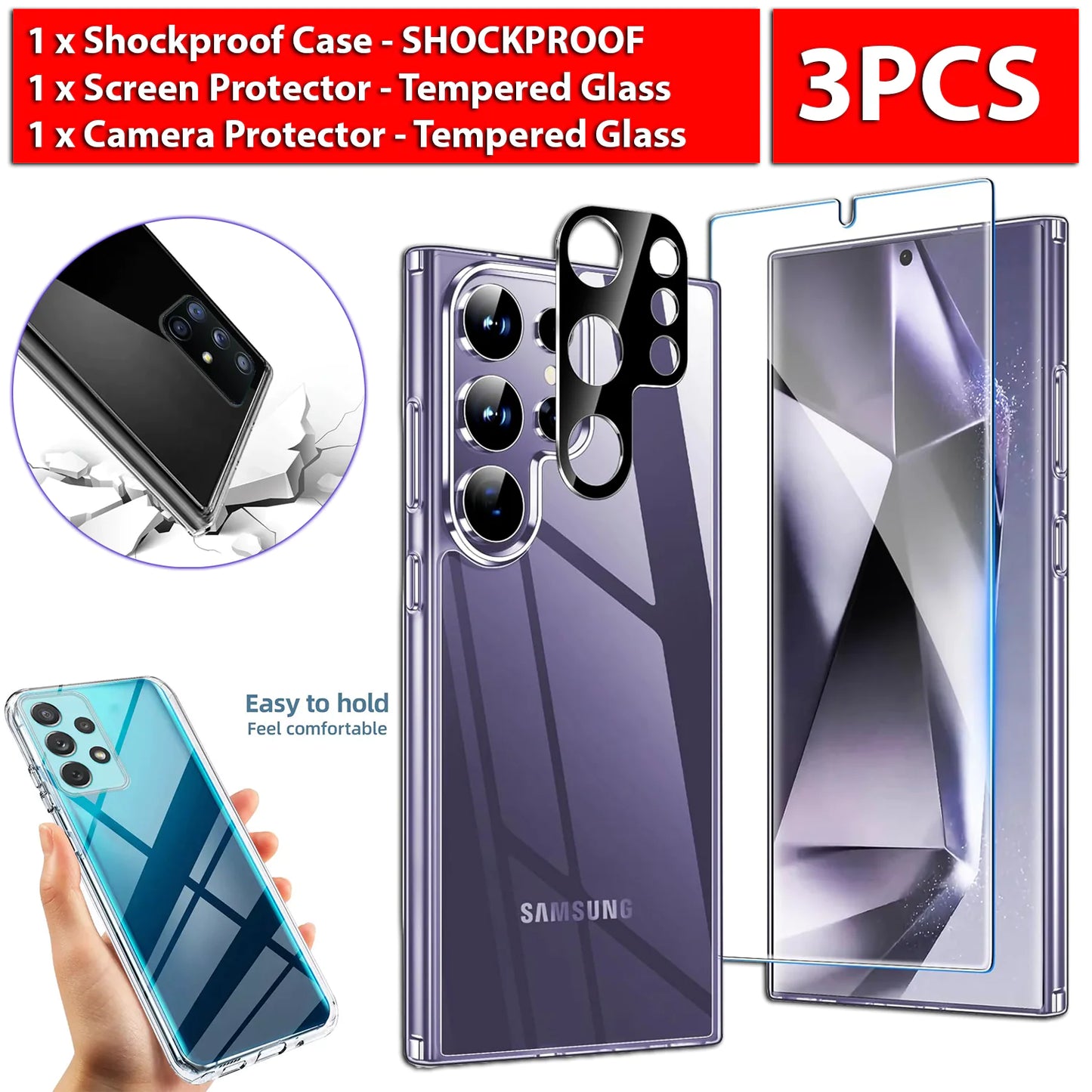 For Samsung Galaxy S24 Ultra Plus Shockproof Case & Screen Protector & Camera US by Anti Spier