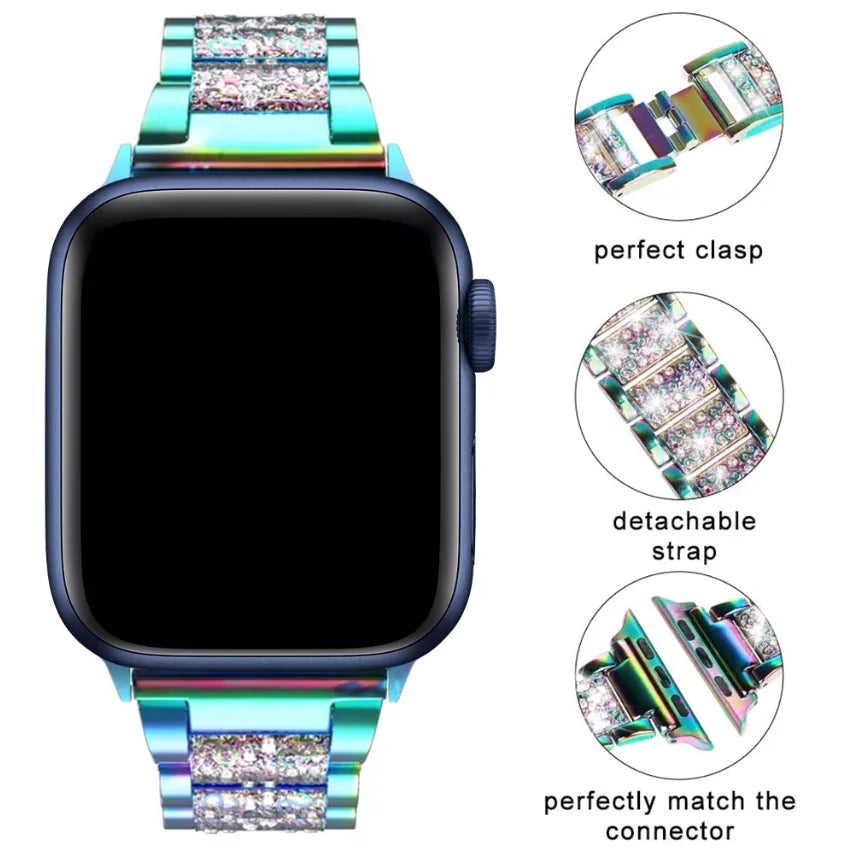 Crystal Bling Band Case iWatch Strap For Apple Watch Ultra Series 8 7 SE 6 5 4 3 by Anti Spier