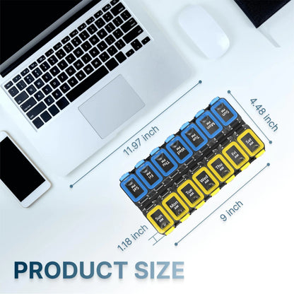 Weekly Pill Organizer 2 Times A Day Am Pm Pill Case Pill Box Yellowblue Plastic by Anti Spier