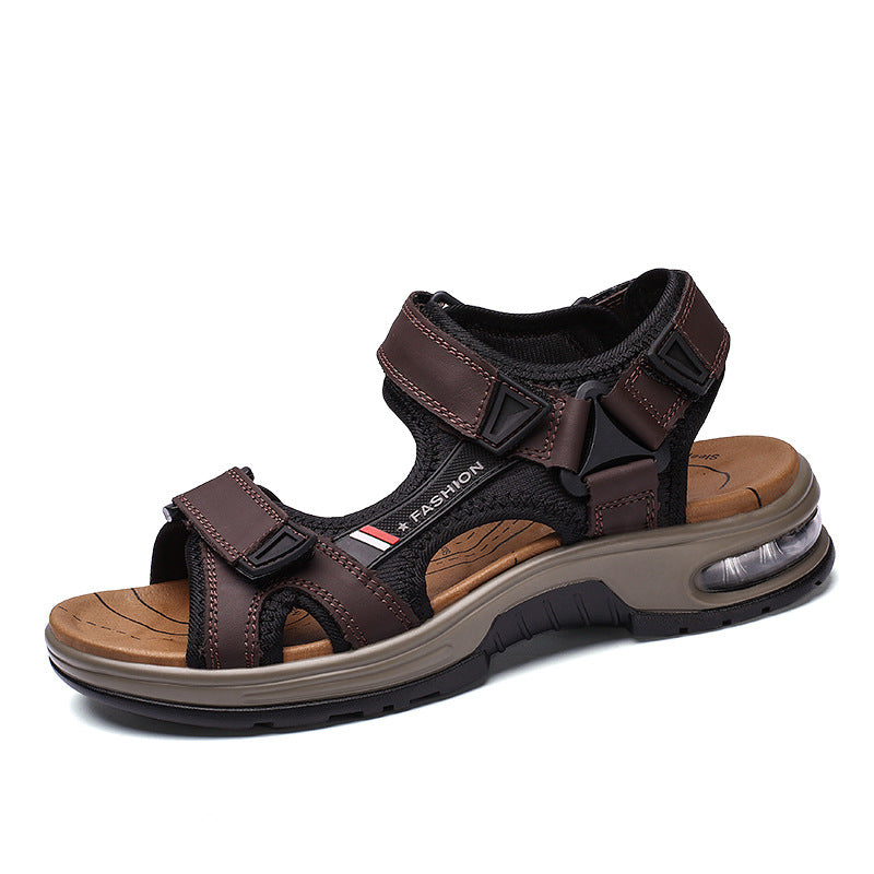 Men's sandals: genuine leather casual beach sandals, retro air-cushioned sandals, men's outdoor sandals by Hypersku