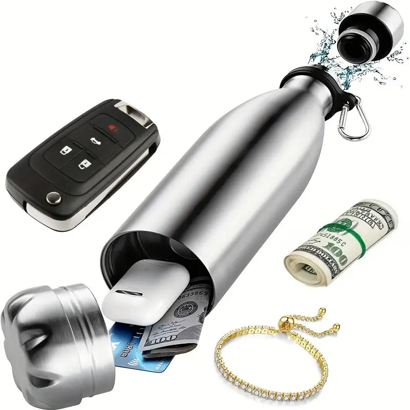 1pc Stainless Steel Insulated Water Bottle with Hidden Compartment - Leak-Proof, Keeps Drinks Hot/Cold, Portable for Travel, Commuting, Outdoor Activities, Commuting Hydration, Sleek Design, Secure Lid Design by Anti Spier