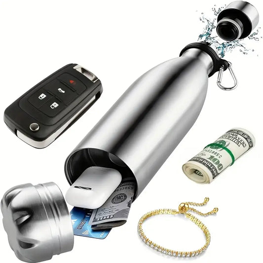 1pc Stainless Steel Insulated Water Bottle with Hidden Compartment - Leak-Proof, Keeps Drinks Hot/Cold, Portable for Travel, Commuting, Outdoor Activities, Commuting Hydration, Sleek Design, Secure Lid Design by Anti Spier