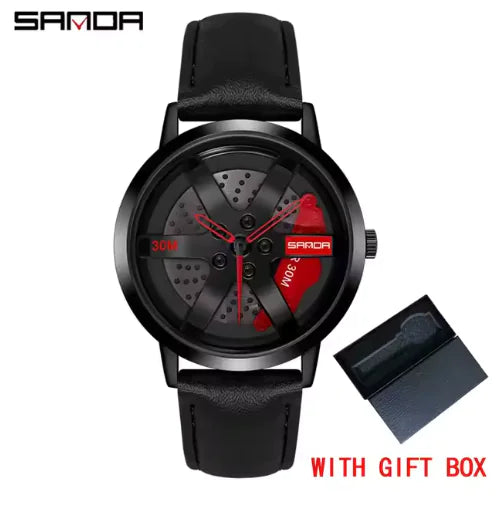 Men's 3D Car Wheel Sports Watch - Waterproof Quartz by Anti Spier