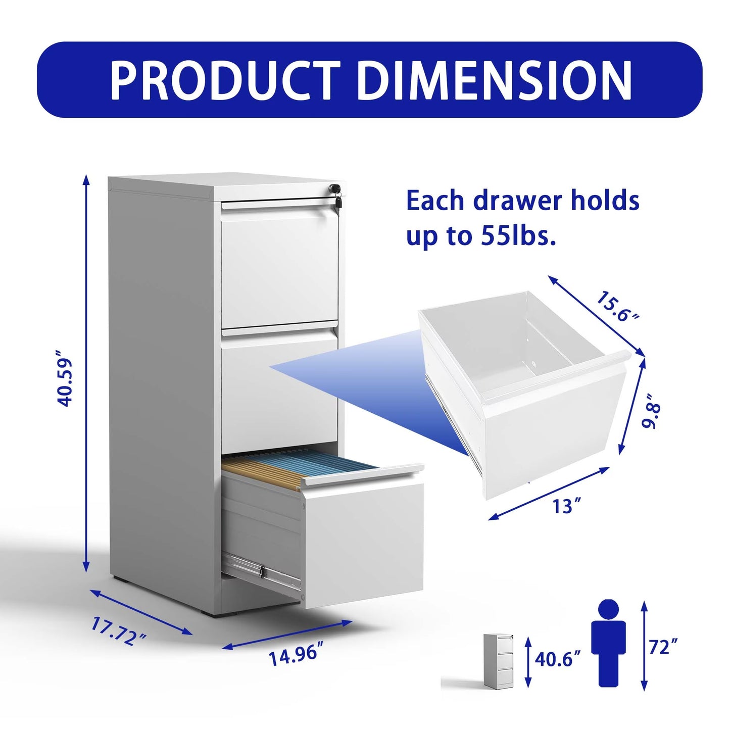 3 Drawer Metal Vertical File Cabinet With Lock Office Home Steel Vertical File Cabinet For A4 Legal by Anti Spier