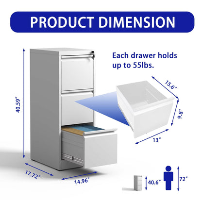3 Drawer Metal Vertical File Cabinet With Lock Office Home Steel Vertical File Cabinet For A4 Legal by Anti Spier