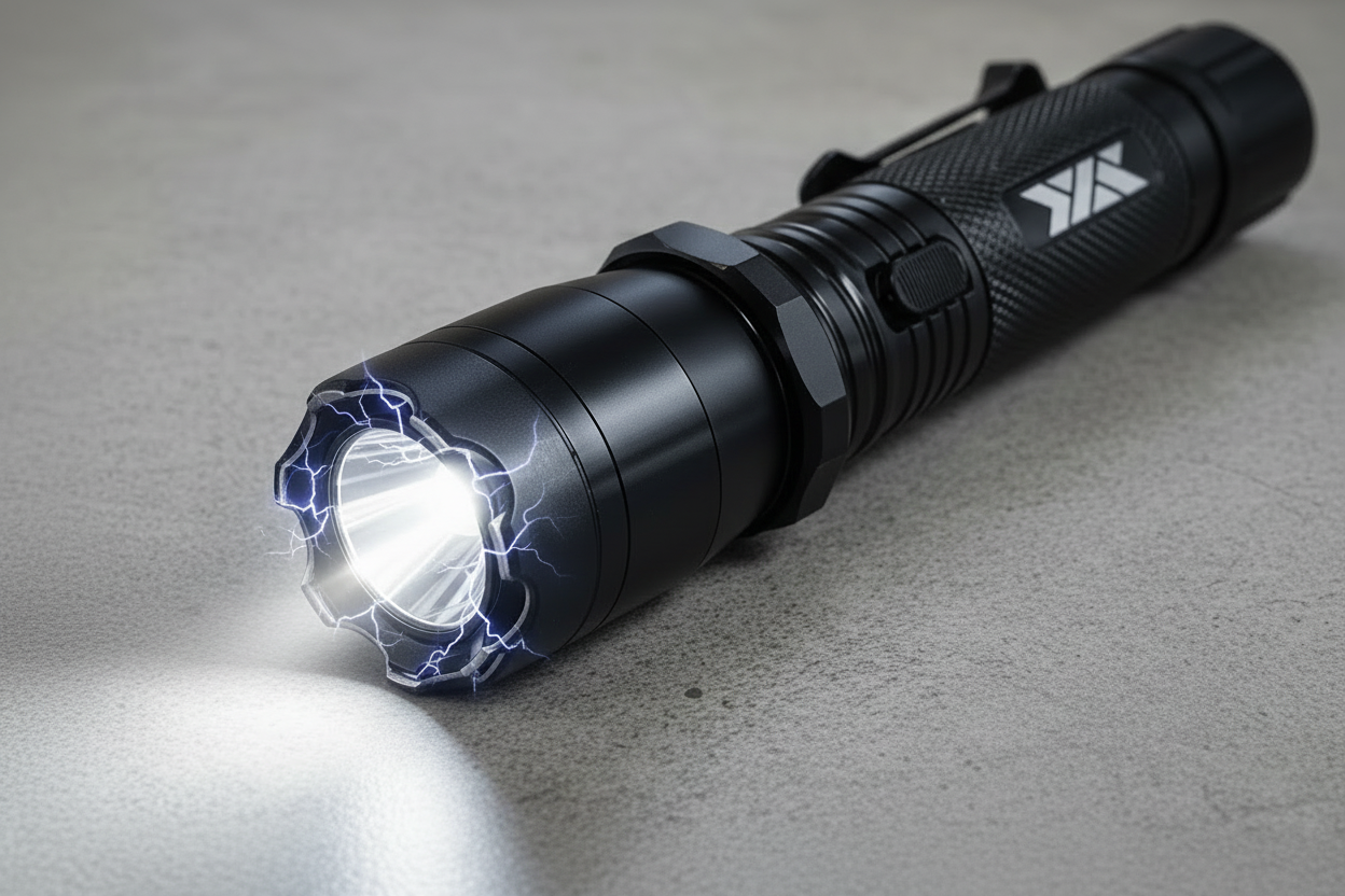 Black Flashlight Stun Shock Rechargeable Super Bright LED with Holster by Anti Spier