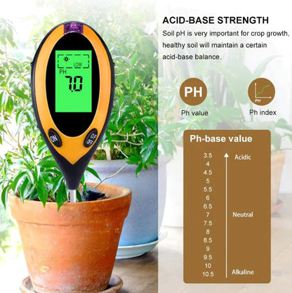 4 In 1 LCD Digital Soil Tester PH Water Moisture Temperature Sunlight Plant Test by Anti Spier
