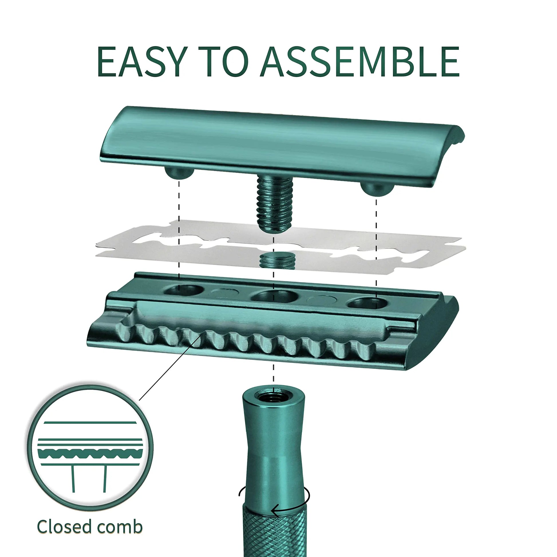 Bambaw Men Safety Razor with 5 Double Edge Safety Razor Blades, Single Blade Razor for Men & Women, Plastic Free Metal Razor – Sea Green 1 Count (Pack of 1) Sea Green Razor by Anti Spier