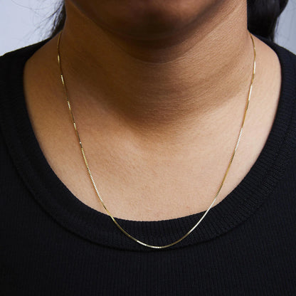 Unisex Solid 14K Gold 0.75mm Classic Box Chain Necklace by Anti Spier