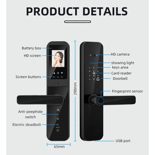 Cat Eye Camera Smart Fingerprint Password Timber Door Lock by Anti Spier
