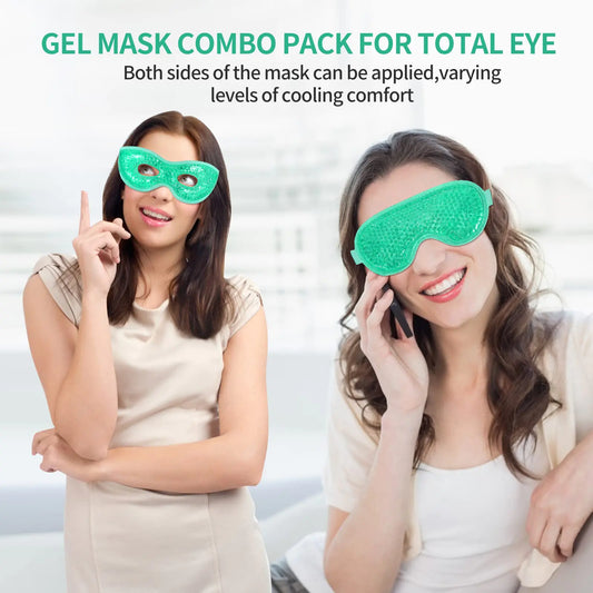 2PCS Gel Eye Mask Reusable Hot Cold Therapy Gel Bead Eye Mask for Puffiness /Dark Circles/Eye Bags /Dry Eyes/Headaches/Migraines/Stress Relief, Cooling Eye Mask Hot/Cold Compress Eye Mask (Green) Green by Anti Spier