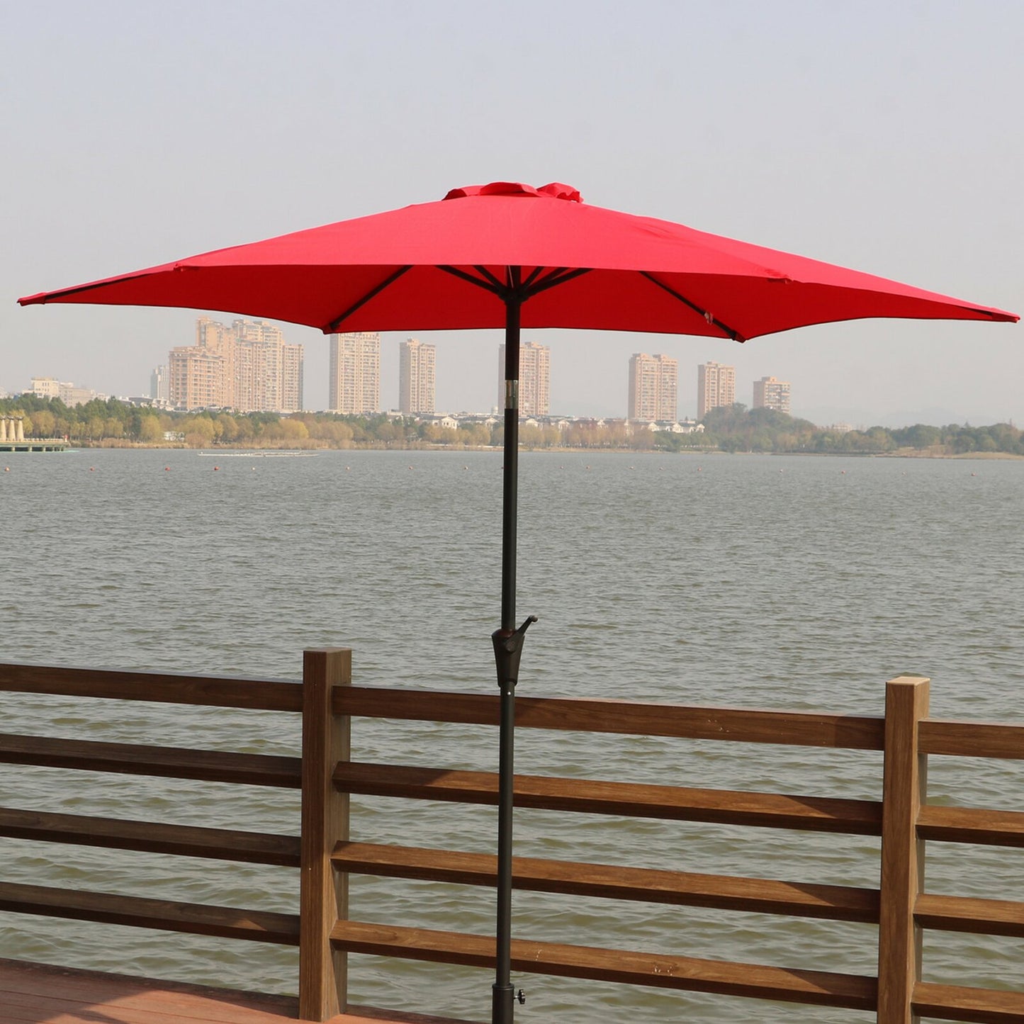 9' Pole Umbrella With Carry Bag, Red by Dropsure