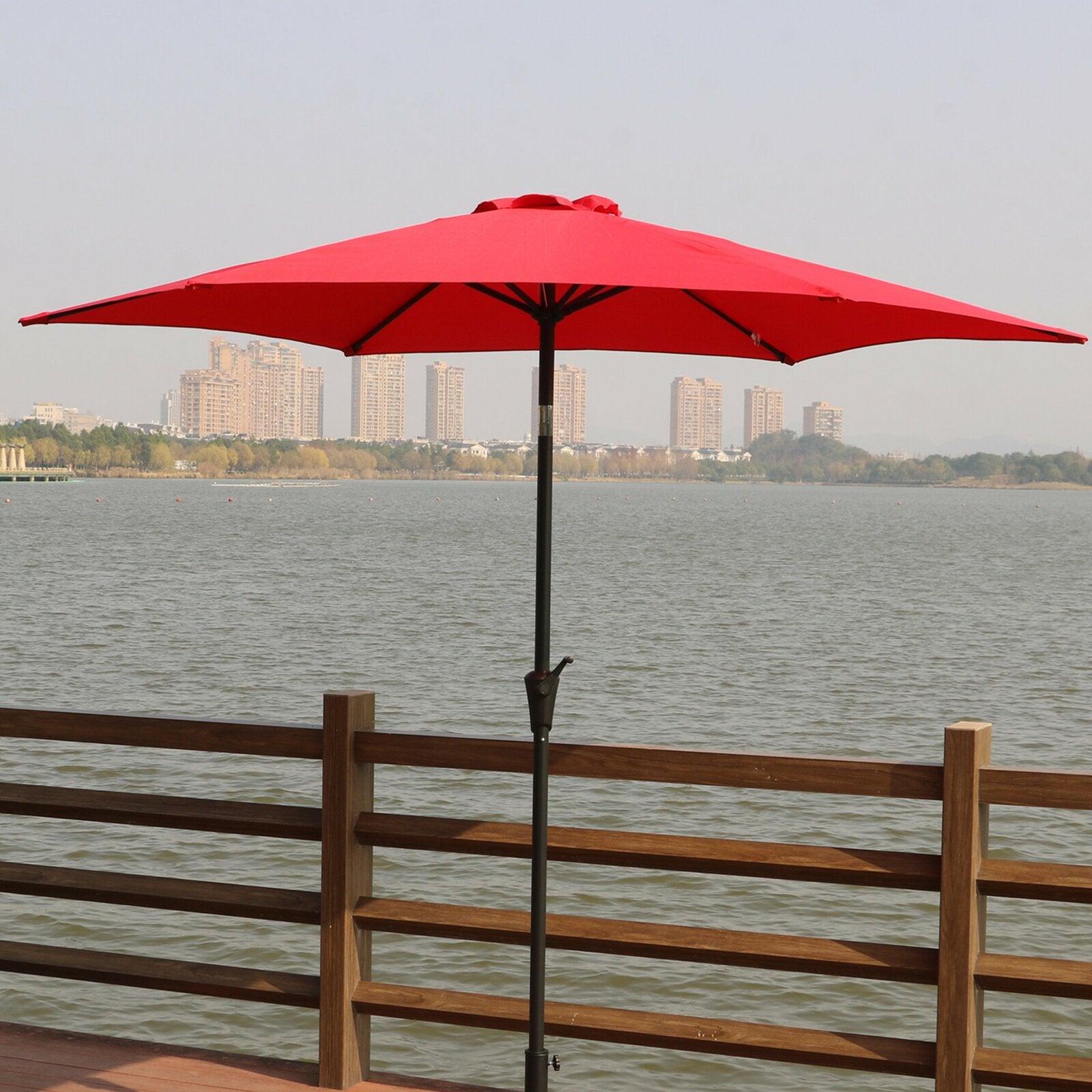 9' Pole Umbrella With Carry Bag, Red by Dropsure