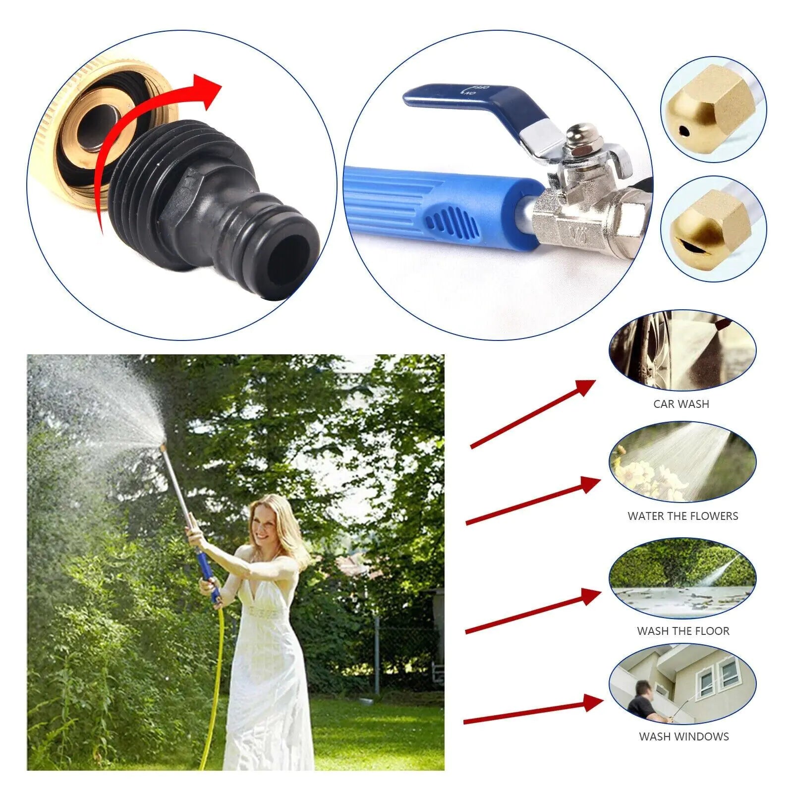 High Pressure Power Washer Water Spray Gun Nozzle Wand Attachment Garden Hose by Anti Spier