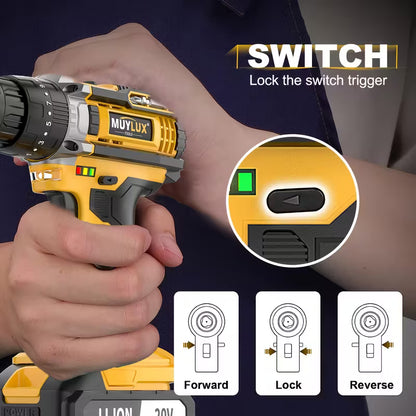 20V 2-Variable Speed Cordless Drill Set, Impact Power Drill With 3/8 Inch Keyless Chuck, 18+3 Clutch Electric Drill, Max Torque 45Nm, Work Light, 2.0AH Batteries And Fast Charger by Anti Spier