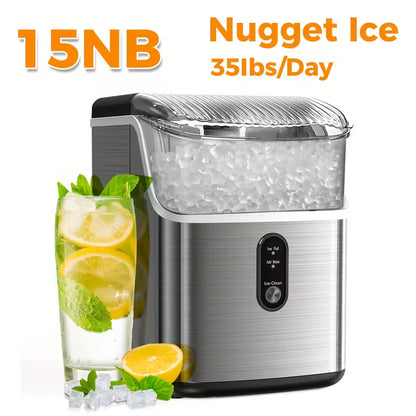 Nugget Countertop Ice Maker, Soft Chew Pellet Ice or Bullet Ice, 44 lbs/24 hrs or 26 lbs/24 hrs, One Touch Operation, Self-Cleaning, For Home, Kitchen, Office, Stainless Steel, Space saving Design, Easy To Clean, High quality Build, Chewable Ice by Anti Spier
