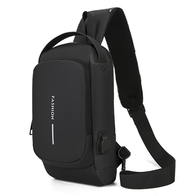 Password lock anti-theft chest bag, men's motorcycle bag, outdoor anti-theft single-shoulder crossbody bag, usb charging chest bag by Hypersku