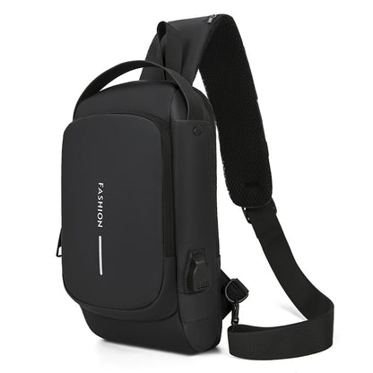 Password lock anti-theft chest bag, men's motorcycle bag, outdoor anti-theft single-shoulder crossbody bag, usb charging chest bag by Hypersku
