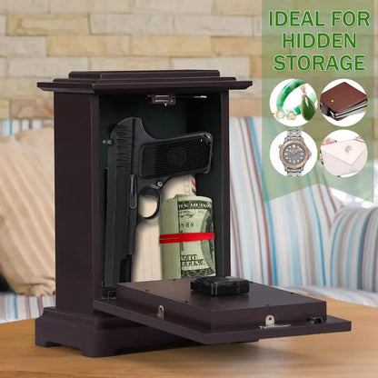 Rubber Wood Material, Glass Mirror Surface. Protect Your Cash, Passport, Jewelry, Documents, Or Keys. Convenient For Storing Valuables. Charming Wooden Structure by Anti Spier