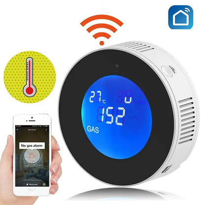 Wi-Fi Smart Natural Gas Detector - Digital LCD Temperature Display Gas Sensor for Home Kitchen by Anti Spier