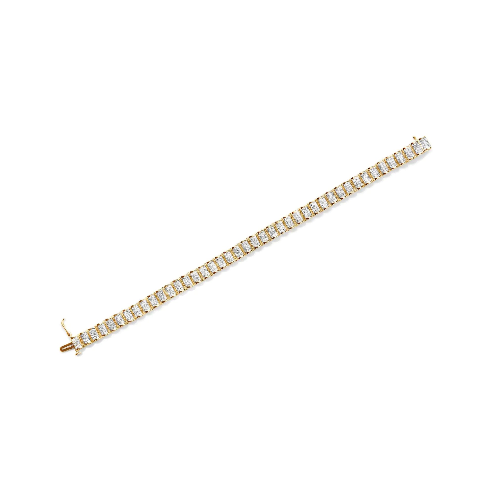 14K Gold 5.00 Cttw Square Princess Cut White Diamond Rectangular Invisible Set Link Tennis Bracelet (H-I Color, SI2-I1 Clarity) - 7.25” Inches by Anti Spier